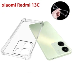 Durable Shockproof Clear Phone Case - 1.5MM Thick Transparent Silicone Cover for Redmi 13C (Clear)