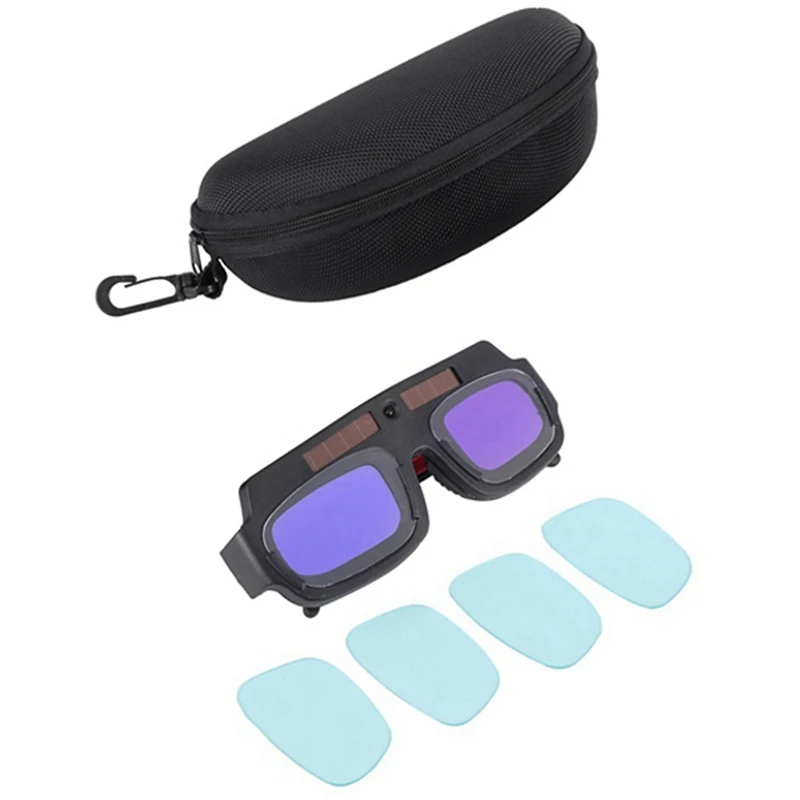 

10X Solar Powered Auto Darkening Welding Mask Helmet Goggles Welder Glasses Arc Anti-Shock Lens With Storage Case