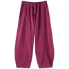 Plus size Autunm Casual Cotton Linen Pants Women 2024 Spring Summer Elastic Waist Basic Retro Loose Women' Harem Pants Trousers 4