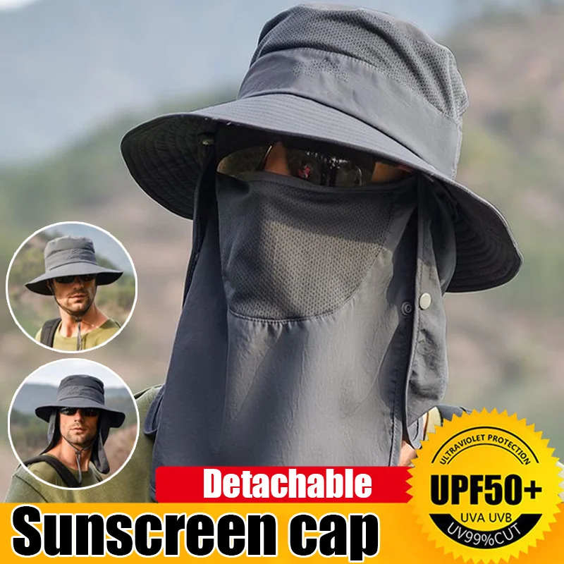 

Summer Sun Hats UV Protection Outdoor Hunting Fishing Cap for Men Women Hiking Camping Visor Bucket Hat Removable Fisherman Hat