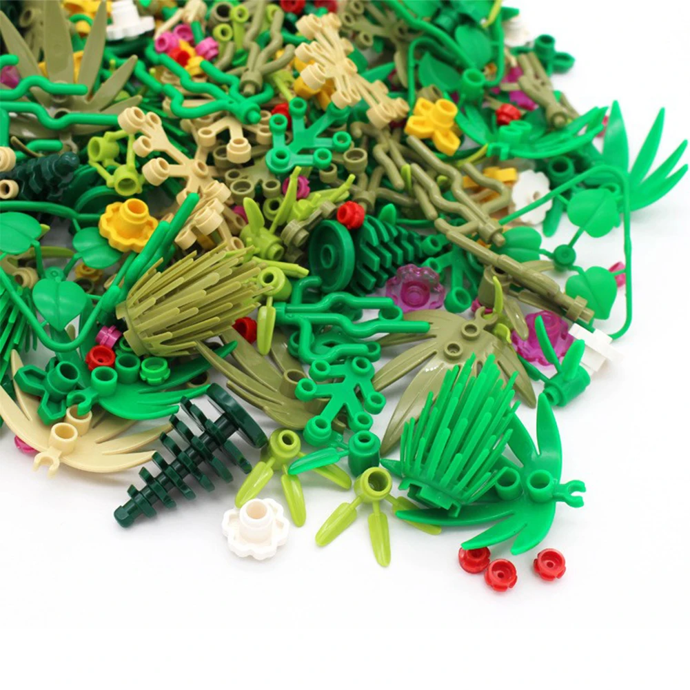 MOC Plants Accessories Bricks Grass Tree Leaf Flower Bush Jungle Building Blocks City House Street Kids Puzzle Assemble Toys building blocks toys,puzzle toys