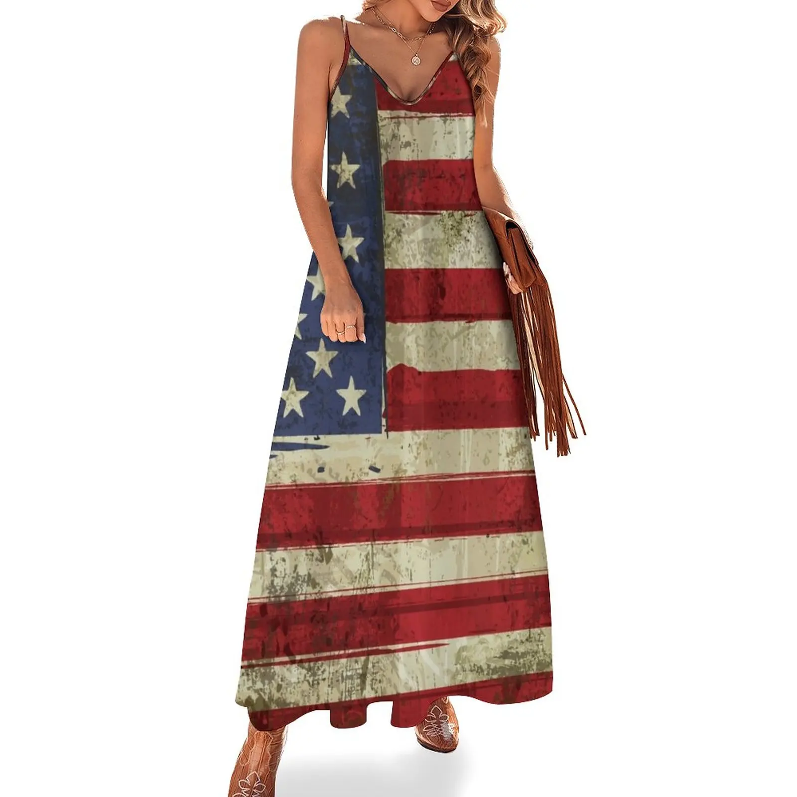

Grunge Flag Of US Sleeveless Dress Clothing clothing women summer 2024 ceremony dresses summer clothes for women