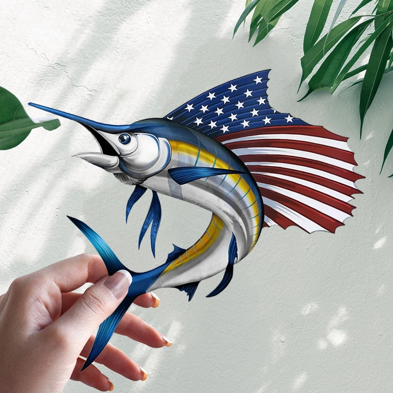 

Funny USA Bone Fish America Flag Fishing Car Stickers Motorcycle Vinyl Decal Waterproof Windshield Auto Accessories #S90393