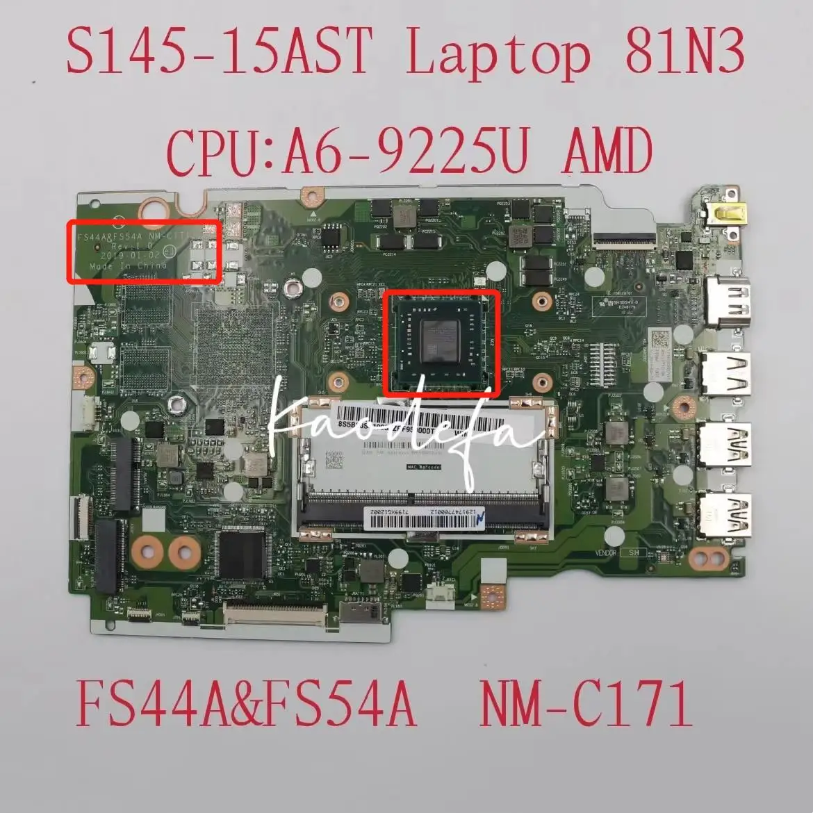 para Lenovo Ideapad S14515ast Portátil Placa-mãe 81n3 Win A6-9225 Cpu_uma Nm-c171 Fru: 5b20s41905 5b20s41906 100 Teste ok