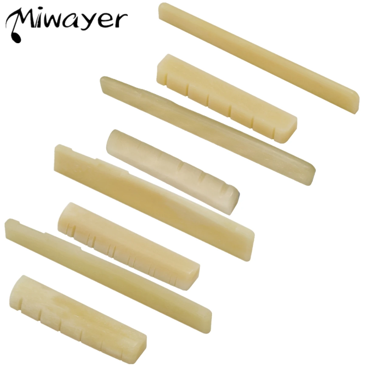 Miwayer-6-12 현 어쿠스틱 클래식 기타, 표백되지 않은 본 브리지, 다중 안장 및 너트, 진짜 뼈로 만든 1 쌍 