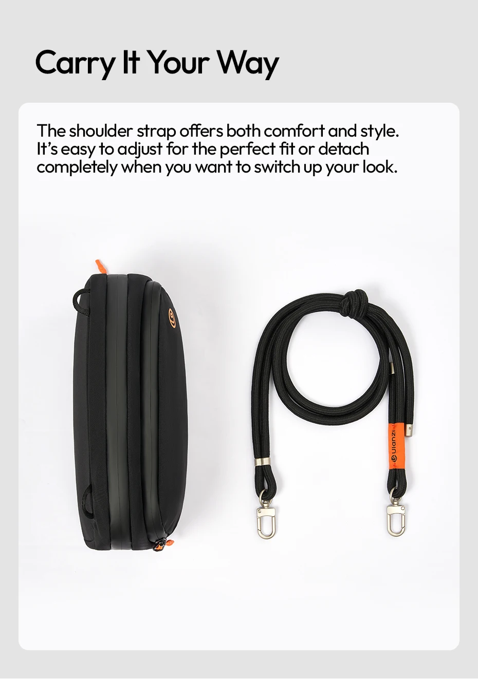 TechLite Sling Portable Cross-body Bag for Smartphone Mini Mic Action Camera for