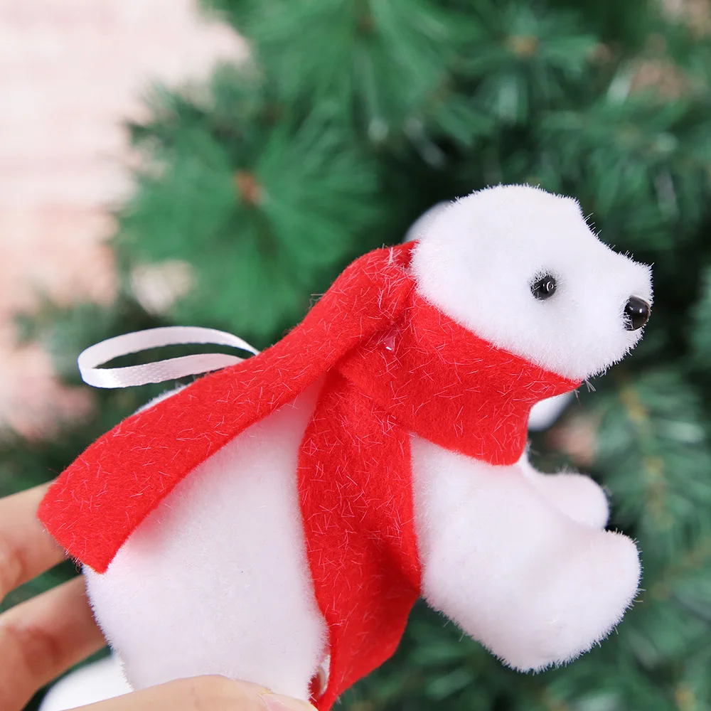 1pcs Christmas decorations white bear pendants Christmas tree ornaments polar bear figurines Christmas outdoor decoration