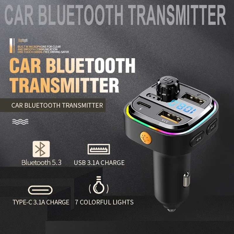 Trasmettitore FM Per Auto Con Caricabatterie Wireless 5.3, Doppia USB E Lettore MP3, Ricarica Rapida 15W
