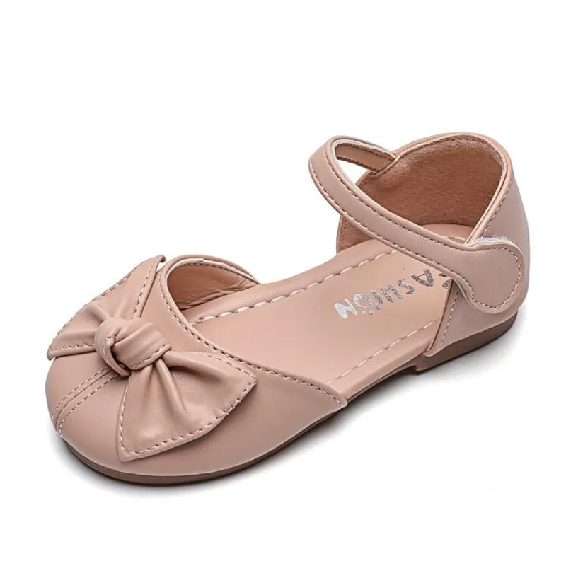 

Korean version Sweet Bow Girls' Sandals Baotou 2023 Summer Little Girls Roman Shoes Non-slip soft sole kid's Flat Leather Shoes
