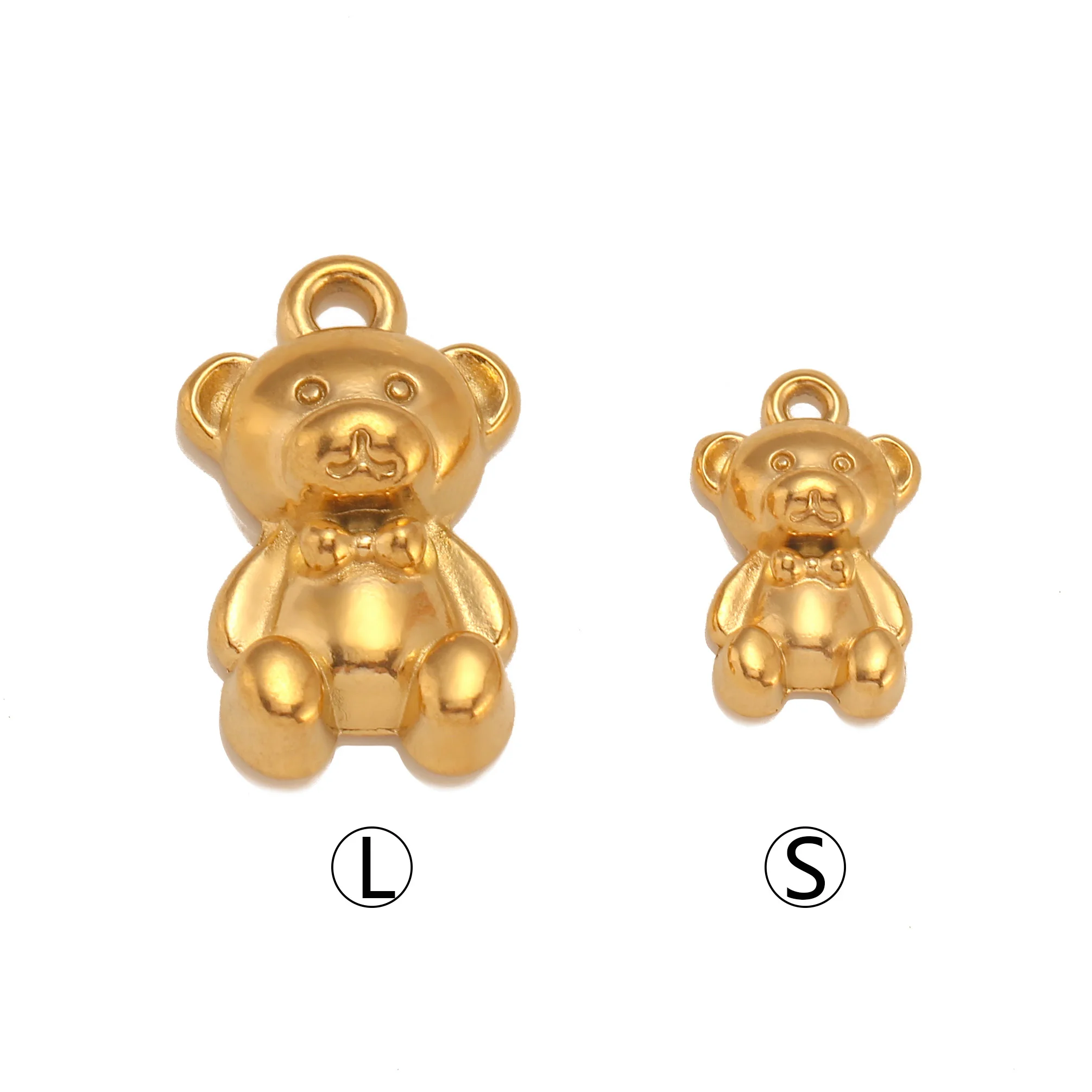 3 teile/los Edelstahl niedlichen Bären Charme für die Herstellung von Gold Farbe Anhänger DIY Halskette Armband Ohrringe kreativen Schmuck finden – Detail 3