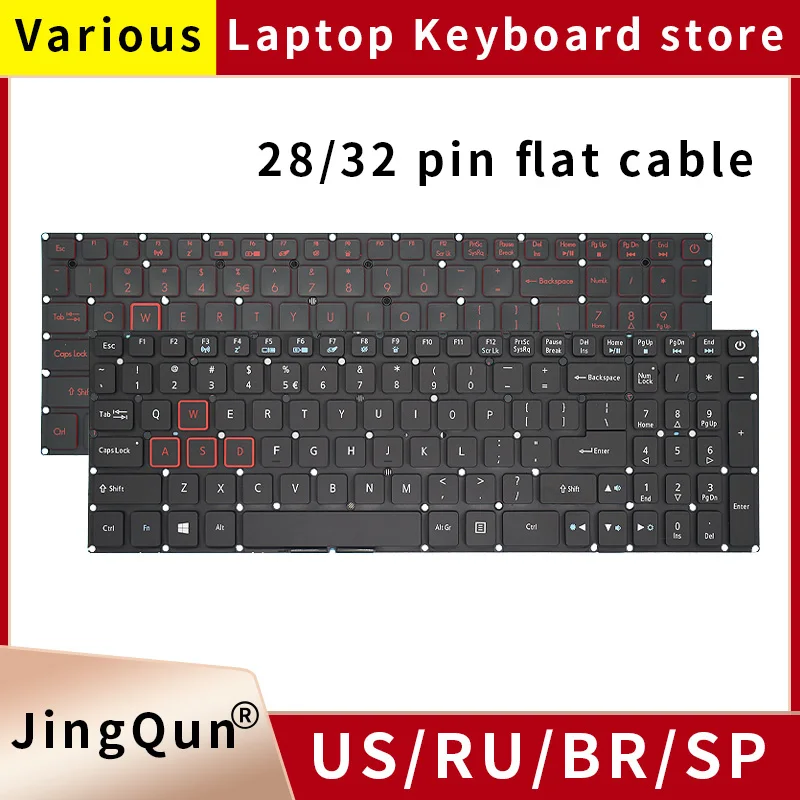 Us Russian Backlight Laptop Keyboard For Acer Nitro 5 An515-51 An515-52 ...