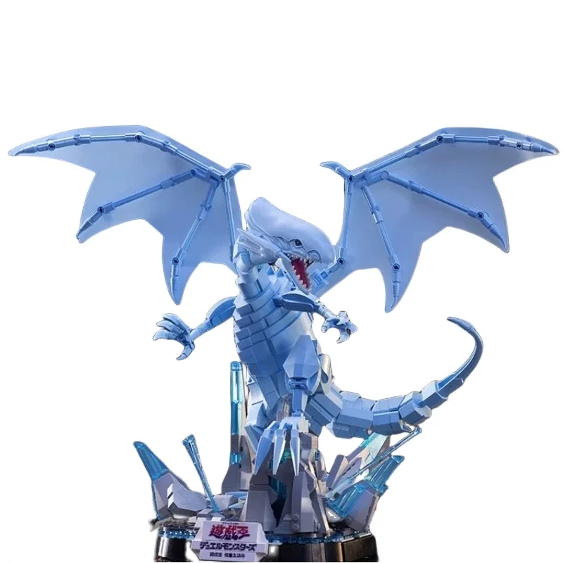 

Yu Gi Oh Blue Eyes White Dragon Duel Monsters Building Block Anime Peripheral Assembly Toys Desktop Decoration Model Gift