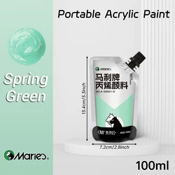 100ml Waterproof Acrylic Paint in Assorted Colors for DIY Crafts and Professional Art Projects (Spring Green)