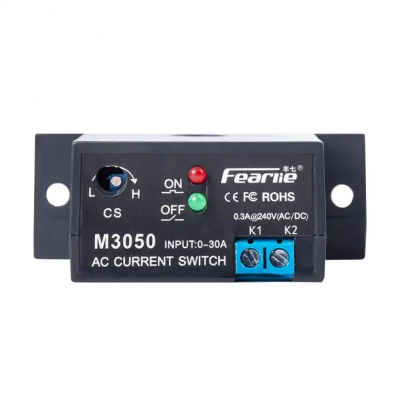 Current Detection Switch Induction Relay Adjustable Current 0.2-30A AC Self-Powered Sensing Switch Normally Open/Close 