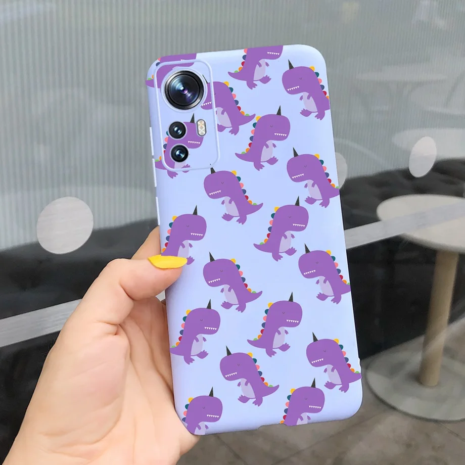 Mobile Pone Protection Cases For Xioami Mi 12 Pro Mi 12X  Case Cute Dinosaur Pretty Girls Back Shell Xiaomi 12Pro 12X Soft Cover flip cover