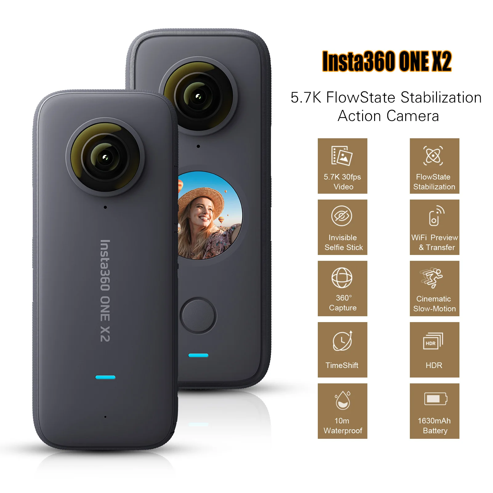 Insta360 X3 Sports Cam Insta360 ONE RS/ ONE X2 Go 2 Action Camera Link-4K Webcam 4K Single-Lens Waterproof