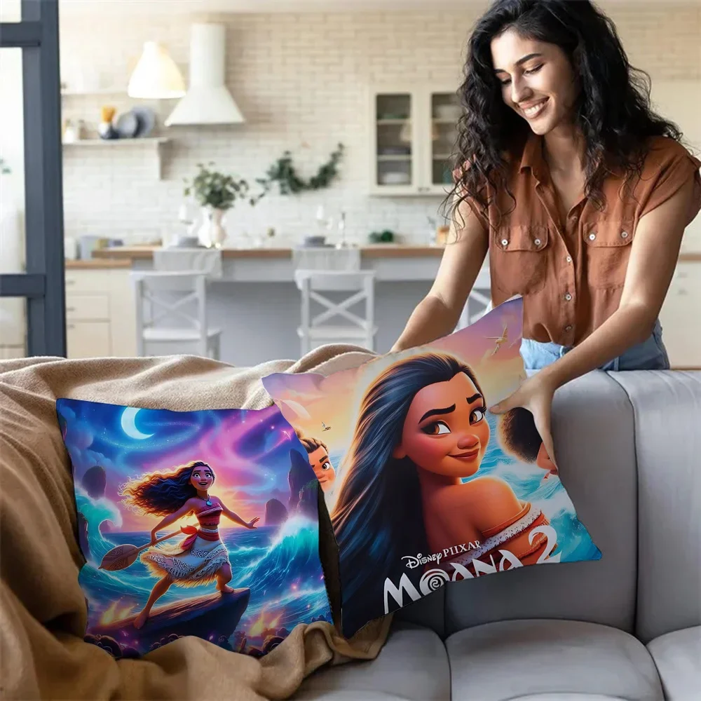 Pillow Covers Disney Moana Cartoon Sofa Decorative Home Double-sided Printing Short Plush Cute Cushion Cover
