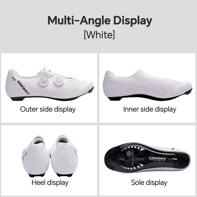 Sidebike Ultralight Men's 14 Level Hardness Carbon Fiber Road Bike Professional Self-locking Cleats Cycling Shoes