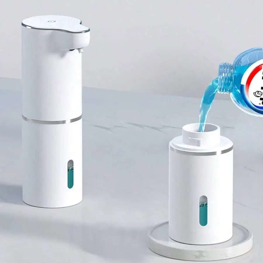เครื่องจ่ายสบู่โฟมอัตโนมัติแบบไร้สัมผัส ขนาด 300 มล. กันน้ำระดับ IPX5 พร้อมเซ็นเซอร์อินฟราเรดอัจฉริยะ ปั๊มทำความสะอาดบ้านแบบไฟฟ้า ไม่ต้องใช้แรงกด 1