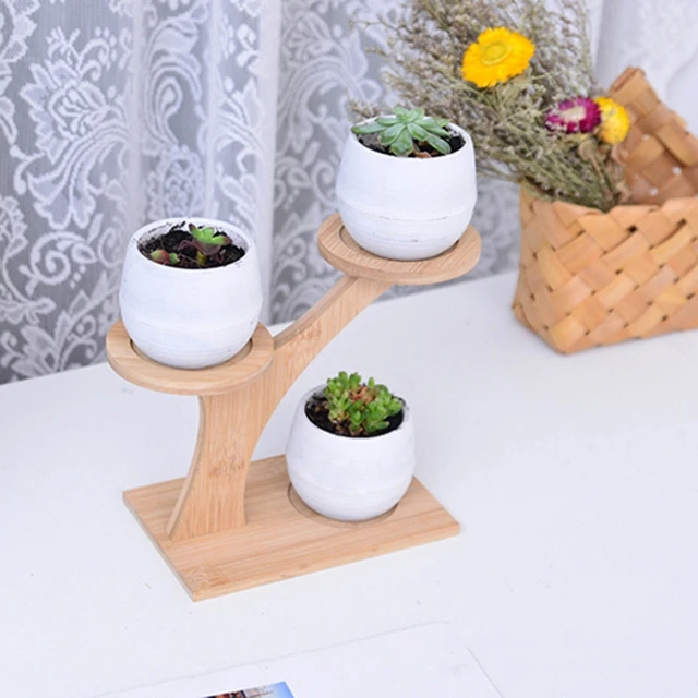 Asztali Bambusz Pozsgás Növények Tálca 3 Rétegű Virág Ültetvényes Szervező Állvány Dekoráció Az Otthoni Iroda Nagykereskedelemhez - Image 3