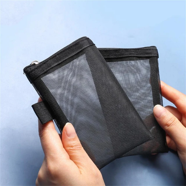 Mesh Storage Bags Portable Mesh Organizer Bags with Zipper Card Pouch for  Credit ID Card Pen Organizer Data Line Storage Pouch - AliExpress