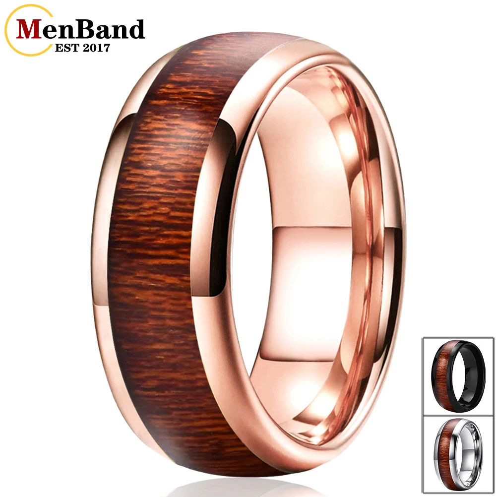 MenBand Jewelry Fashion 8MM Tungsten Carbide Wedding Band Rings Red Wood Inlay Dome polishing Comfort Fit 10pcs sandpaper 360 grit abrasive paper sheets wet dry for metal wood jewelry auto craft finish polishing sanding