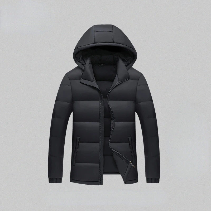 

New Hooded Parkas Jacket for Men Winter Thickened Warmth Coat Zipper Large Size Outerwear Hat Detachable Chamarras Para Hombre