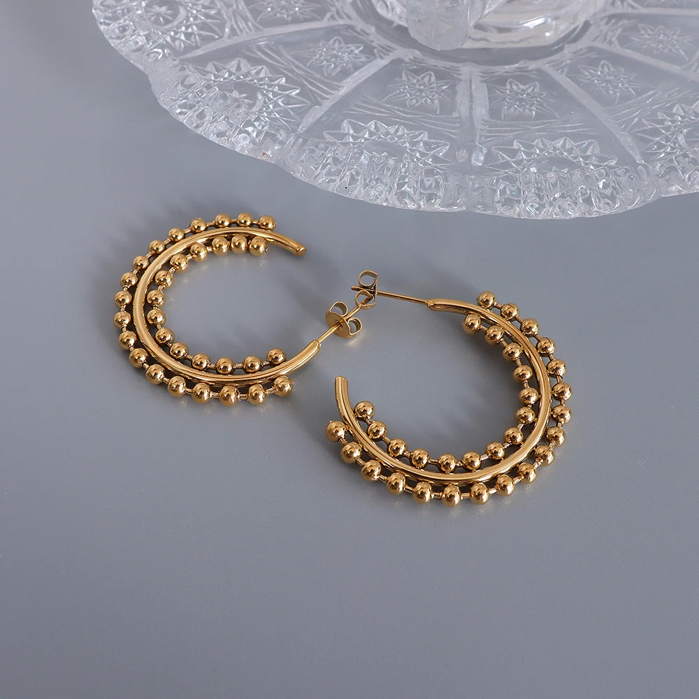 

2022 New Jewelry Simple Earrings For Women Stainless Steel Gold-Color Elegant Party Hoop Earrings