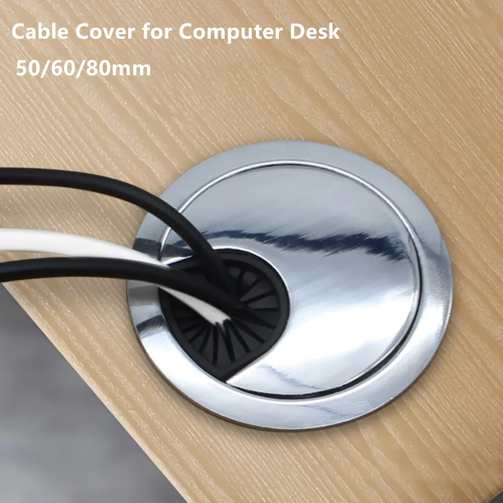 ZARSIO Cable Hole Cover Zinc Alloy Desk Cable Grommet for Office PC Desk Cable Wire Organizer 60mm Black 