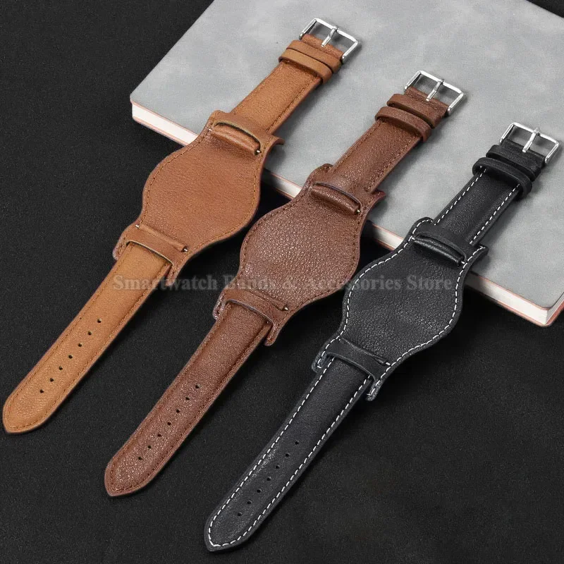 Vintage Leather Watch Strap - Premium Cowhide Replacement Wrist Band, Various Sizes Available