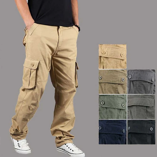 New Fashion Cotton Tactical Cargo Pants Men Straight Loose Baggy