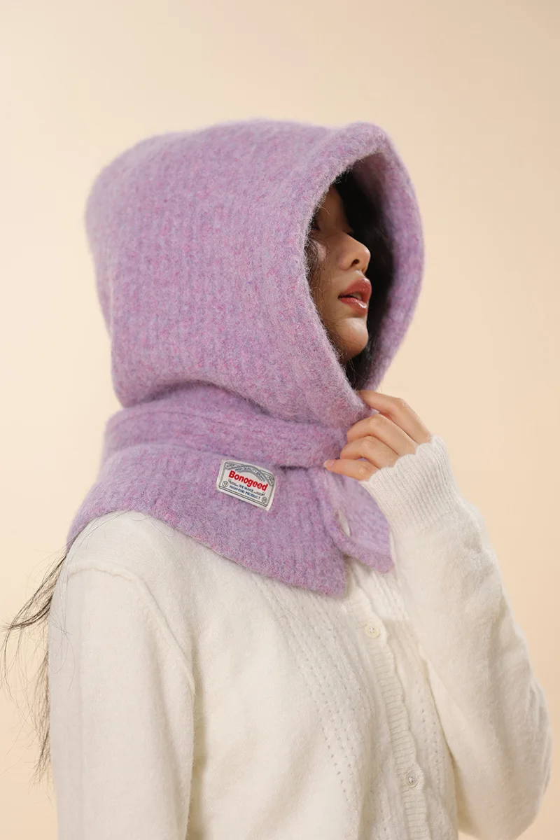 Winter-Sturmhaube für Männer und Frauen, gestrickte Kapuzenkappen, Unisex, warm, für den Außenbereich, Schal, Hüte, einteilig, Halskragen, Schals, Mützen, Mütze – Detail 4