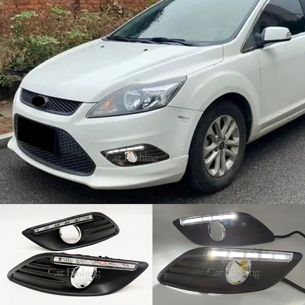 Feux De Jour LED DRL Pour Ford Focus 2008-2014 Et Mustang 2005-2011 - Étangs, Clignotants, Blanc 5500-6500K