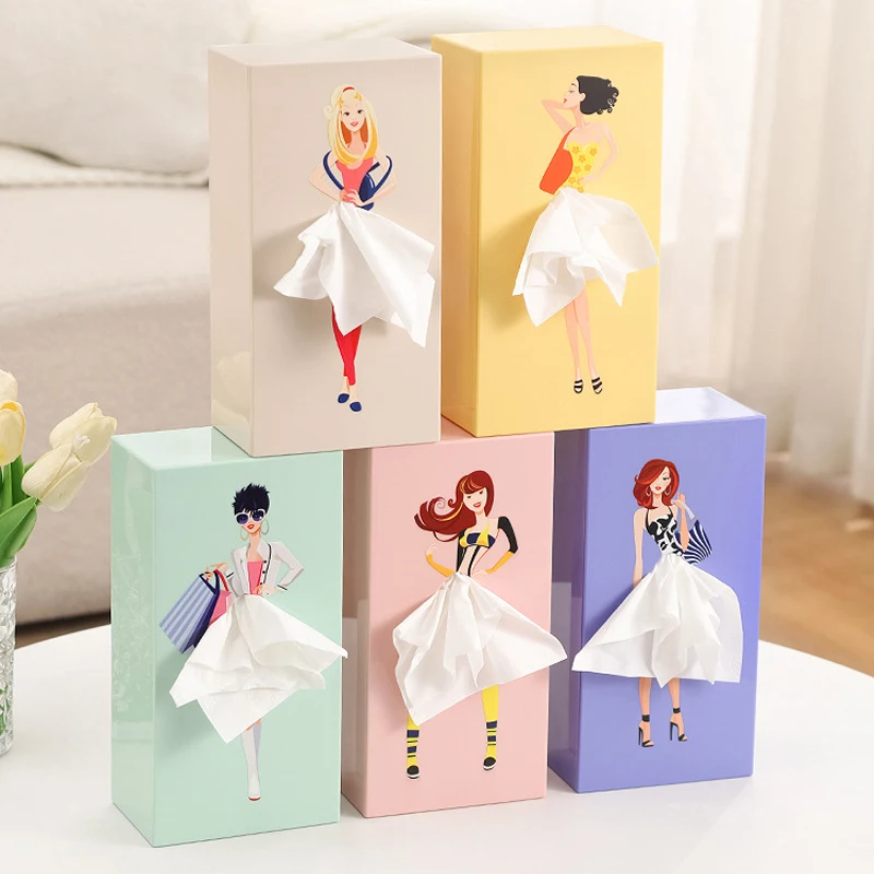 New Gifts Waterproof Classy Girl Tissue Box Napkin Holder Craft Ornaments Desktop Storage Boxes Hangable Storage Case Car