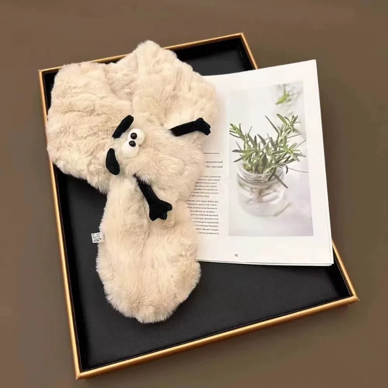Autumn Winter Scarf New Imitation Rabbit Hair Children's Scarf Baby Boys Girls Plush Little Bear Neck Warm Scarves Pure Color