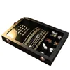 Boîte à bijoux noire avec couvercle, pour collier, bague, boucle d'oreille, Bracelet, affichage de rangement, cuir anti-poussière, Style décontracté, Surface dure