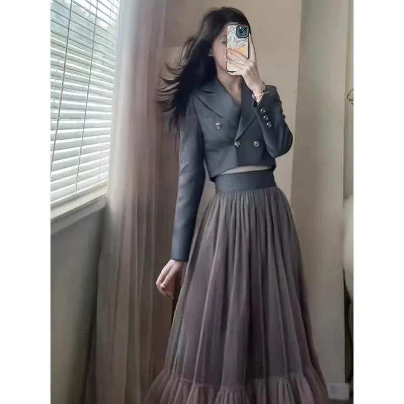 Insozkdg-طقم بليزر قصير عالي الجودة للنساء ، تنورة...