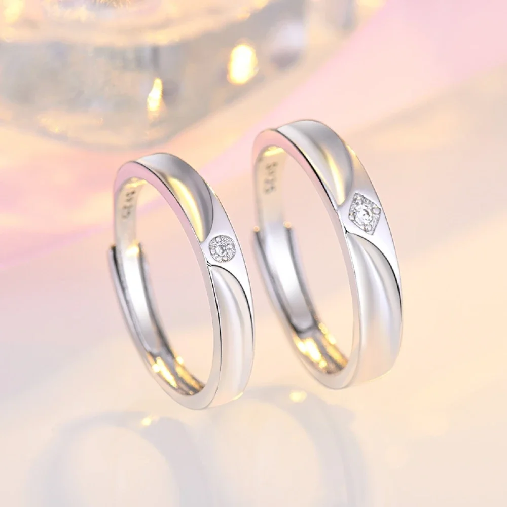 Plain Pattern Platinum Couple Rings