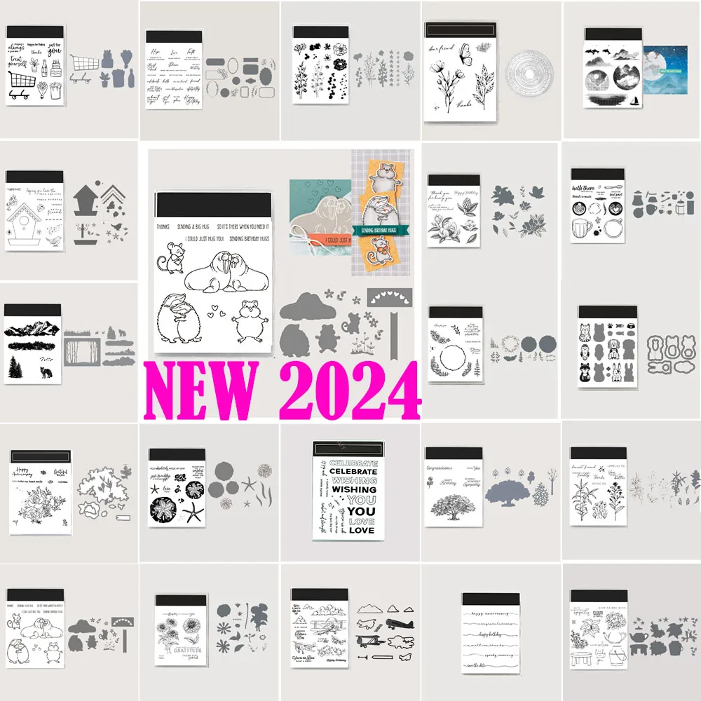 

New 2024 Stamps And Dies English German France For DIY Card Making Scrapbooking Stencils Christmas Stamping Plate Craft