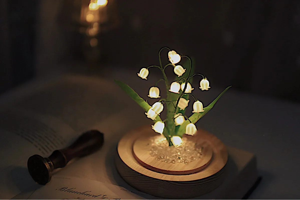 

Lily of The Valley Night Light Lamp Desk Light Led Room Decor Lights Handmade Material Pack Action Figures Girls Christmas Toys