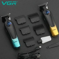 VGR V-996 Beard Trimmer for Men DLC T-Blade LED Display Cordless USB Oil Head Finishing Machine Professional Hair Clipper