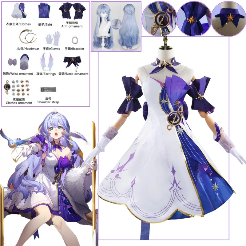 

Anime Game Honkai: Star Rail Cosplay Costume Clothes Wig Uniform Cosplay Robin Penacony Singer Dress Halloween Party Woman