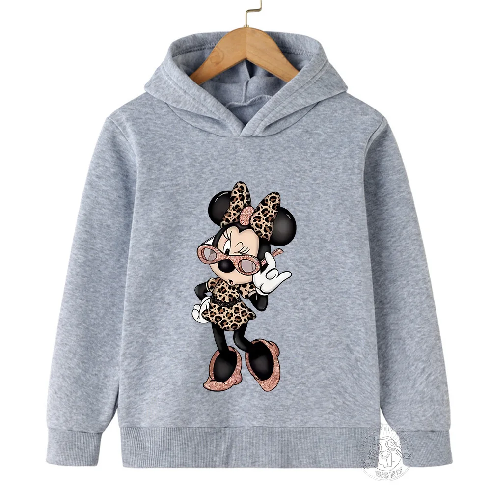 

Детская толстовка с капюшоном Disney Minnie Harajuku, одежда для девочек и мальчиков, одежда для младенцев, осенняя теплая спортивная одежда, Уличная Повседневная одежда
