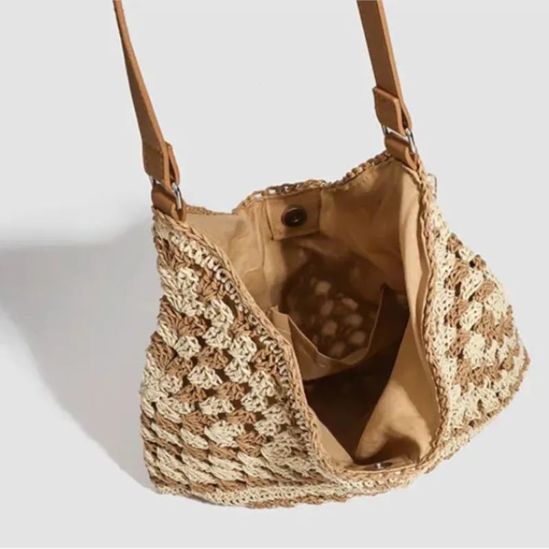 JIAERDI Vacation Large Capacity Woven Bags Women New 2025 Summer Hollow Out Beach Bag Female Retro Casual Handbag Tote Bag Chic