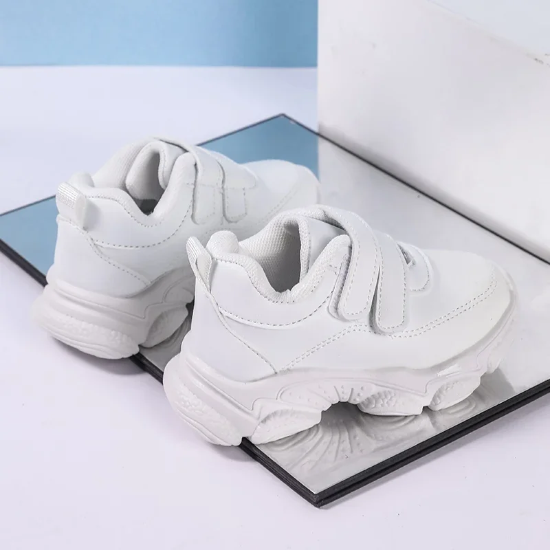White Non Slip Kids School Sneakers Breathable Tennis Shoes