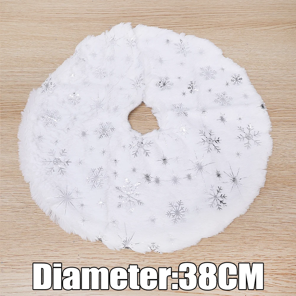 Deggodech 78cm Bianco Gonna Albero Di Natale Con Oro Paillettes Fiocchi Di Neve Finta Pelliccia Gonne Per Alberi Di Natale Copertura Della Base Albero