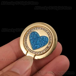 Diamond - Encrusted Foldable Ring Finger Holder - Portable Universal Phone Stand (Gold and Blue)