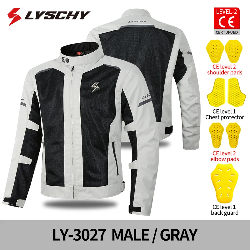 LYSCHY 남성용 여름 통기성 메쉬 라이딩 탑 천, 낙하 방지 모토크로스 사이클링 재킷, CE1/2 오토바이 보호 기어, 남아용 신제품
