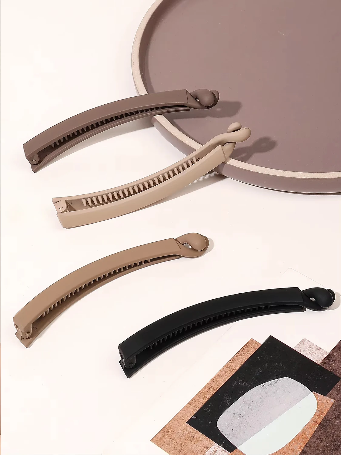4/5 Stücke Neue Acryl Bananenklammern Elegante Frauen Auf der Rückseite des Kopfes Koreanische Pferdeschwanz Haarnadel Haarspangen Grils Haarschmuck – Detail 5