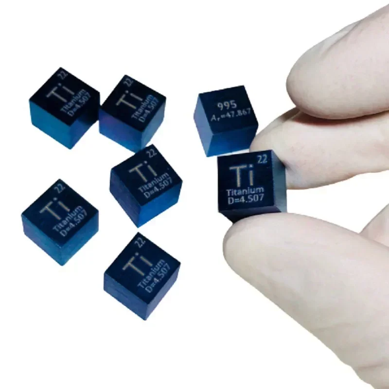1 Pz Deep Blue Titanium Metal Pure Ti 995 Titanium Cube Tavola Periodica Craft Collezione Meravigliosa 10*10*10Mm
